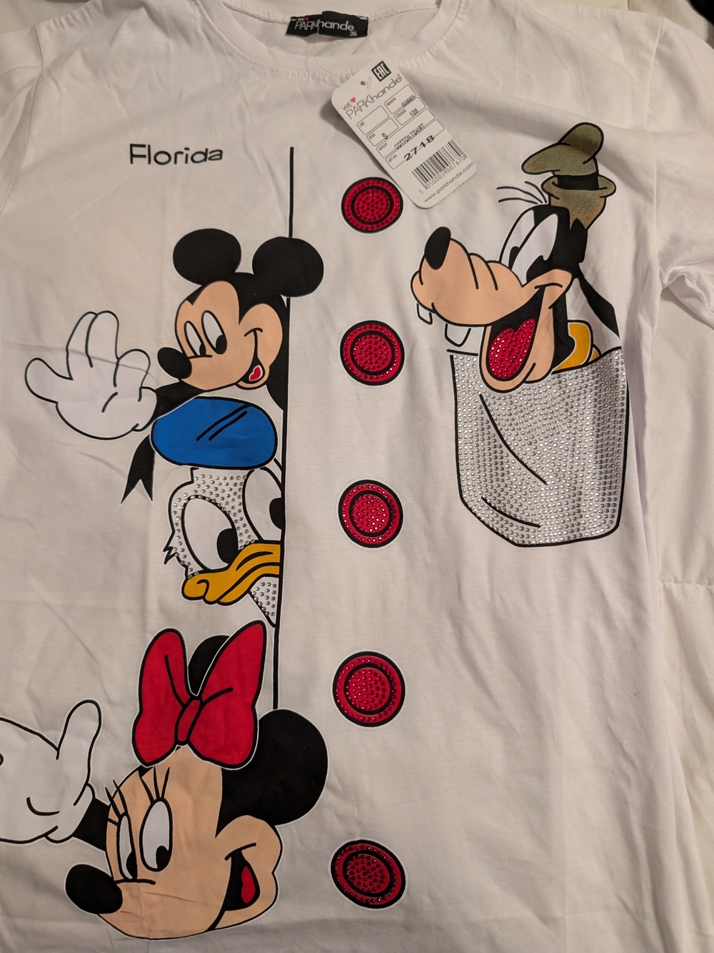 White Disney Character Graphic Short Sleeve Tee - Mickey & Friends